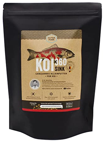 Nutramare Koi360 Pro Sink 1,2kg | Sinkendes Herbst-Koifutter | Hochverdaulich mit Wheat Germ, Spirulina & Beta-Glucan