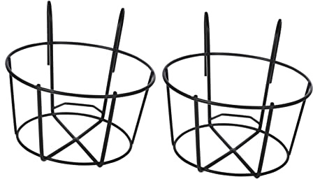HEMOTON 2Pcs Fioriera Ringhiera in Ferro Appeso Portavaso Portabigliere Portabigliere Portafiori Bonsai Nero