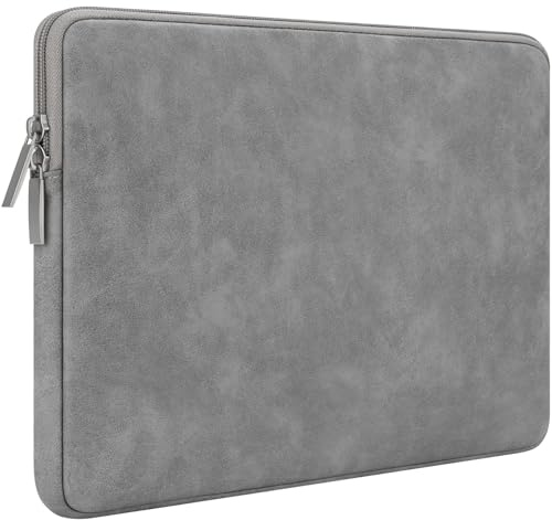 RAINYEAR 11 Pulgadas Funda Protectora para Portátil Cuero Artificial de Gamuza Bolsa Blanda Compatible con 11,6 MacBook Chromebook Surface Tablet DELL HP ASUS Laptop Portátiles,Gris