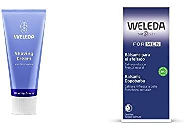 WELEDA FOR MEN Rasur Naturkosmetik Set - After Shave Balsam zur Pflege und Beruhigung der Haut nach der Rasur + Rasiercreme zum Schutz der Haut bei Nassrasieren