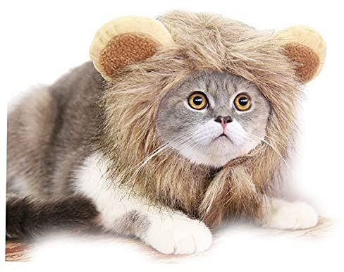 SIQI Dog Lion Mane – Realistische & lustige Löwenmähne für Hunde – Ergänzende Löwenmähne für Hundekostüme – Große Hunde Löwenmähne Perücke für Hunde-Brown||M 32cm
