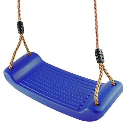 Schaukelsitz/Schaukelbrett/Brettschaukel aus witterungsbeständigem Kunststoff, Seile verstellbar bis 200 cm, Farbe: (blau)