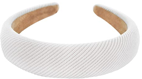 axy Breiter Haarreif mit Stoff gepolstertes Cord - Wunderschön Damen Stirnband Haarschmuck Haarreifen HRK5A (Weiss)