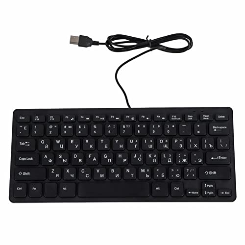 Yunseity Clavier Russe/Français/Allemand Filaire USB - Compact Ultra Fin à 78 Touches pour PC, Ordinateur, Bureau (Russe)