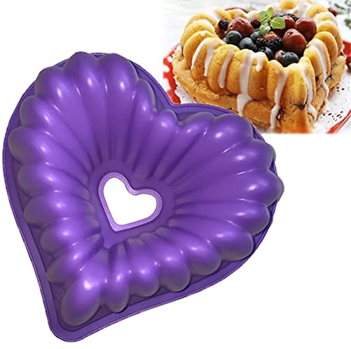 RoseFlower Stampo a Forma di Cuore in Silicone 3D, Torta e Pane Grande, Mousse Antiaderente - Accessorio da Forno