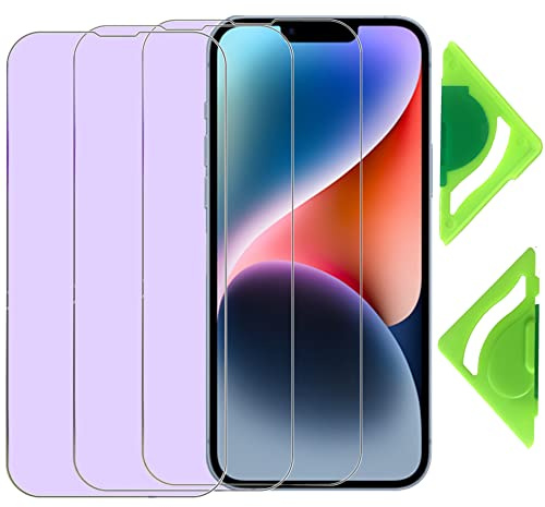 Pellicola protettiva anti-luce blu per iPhone 16e/13/13 Pro/14 (confezione da 3) con allineamento generale, bordo 2.5D, vetro temperato 9H