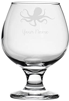 Personalised Octopus Engraved Brandy Snifter Glass, Animal Gift for Women, Gift for Men