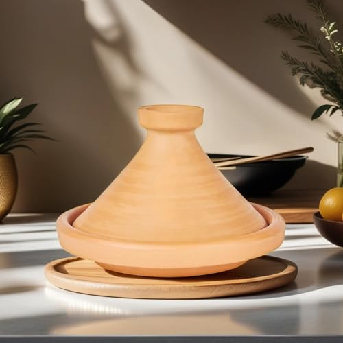 Pentola per tajine marocchina per cucinare, casseruola non smaltata, Ø 35 cm, per 6-8 persone, con ricette e istruzioni per l'uso (lingua italiana non garantita)