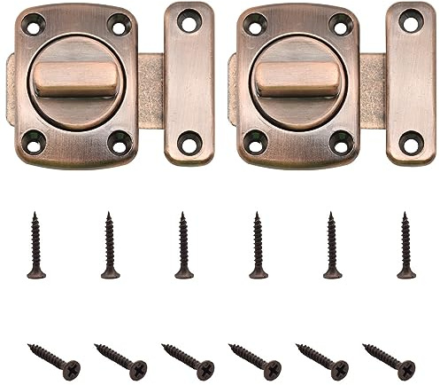 Yosawo 2 Stück Türriegel Latch Drehbolzen Türschloss Torschlösser Sicherheitstürschieberschloss mit Schrauben für Badezimmertür Schranktür（Rot Bronze/S）