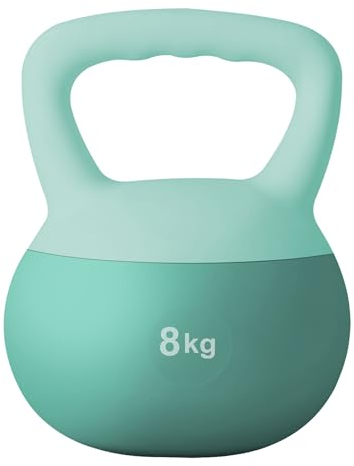 soges Kettlebell Kugelhantel aus weichem PVC, Schwunghantel Kugelgewicht gefüllt mit Eisensand, mit rutschfestem Griff, Krafttraining und Fitness, Training zu Hause und im Fitnessstudio, 8 kg, Blau