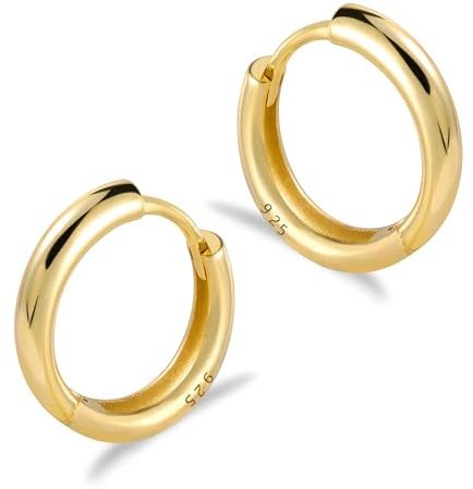 ALEXCRAFT 14K Creolen Gold Ohrringe Klein Damen Rund Goldener Ohrringe Vergoldete Geschenk für Frauen Freundin Mama Mädchen
