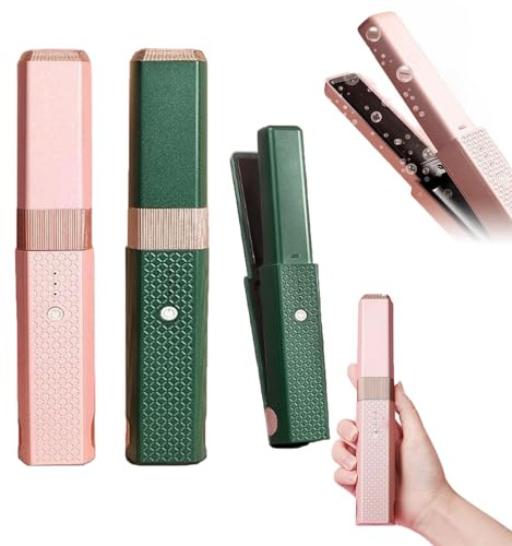 Caduola Masterscape - Piastra per capelli portatile, Spazzola per piastra per capelli senza fili con USB ricaricabile, Mini ferro arricciacapelli a doppio uso (Mescolare)