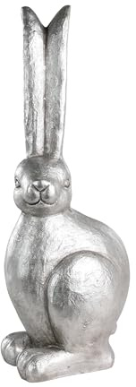 EGLO LIVING Osterdeko Hase Chilandy, große Deko Figur Ostern Frühling, Frühlingsdeko Osterhase, Elegante Osterfigur aus Kunststein in Silber, 50 cm
