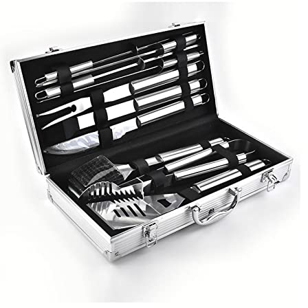 TGGOHIGH 10-teiliges Grillzubehör-Set – das allerbeste Grillgeschenk zum Geburtstag, Hochzeit – Robustes Edelstahl-Grillset im Koffer zum Kochen im Freien, Camping, Grillen