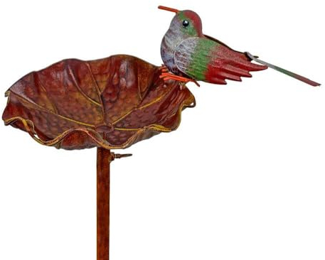 zeitzone Vogeltränke Gartenstecker Vogelbad Futterstation Metall Stab Vogel Bunt 122cm