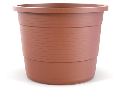 Plastard Blumentopf Ø 46 cm rund – Terrakotta – Pflanzkübel 42 Liter | Witterungs- UV- & frostbeständig, Pflanzkübel für Garten, Balkon & Terrasse, Pflanztopf mit Überlauf, Deko Blumenkübel