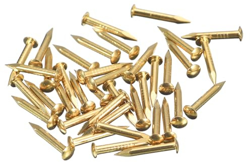 QUARKZMAN 80 Pcs Petits Clous 2mmx15mm(DxL) Petits Clous en Laiton Clous de Quincaillerie Petits Clous pour Boîtes Décoratives en Bois Accessoires de Maison, Tonalité Laiton