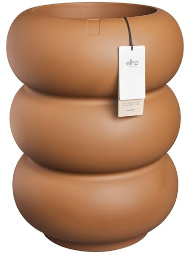 elho Amber roll high 43cm Blumentopf - Caramel | Ø 43 x H 58 cm | Für Innen- und Außenbereiche geeignet | 100% recycelter Kunststoff