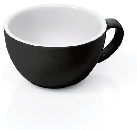 6 tazze da cappuccino Italia 200 ml, colore nero, porcellana