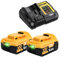 GGiking 8.0Ah Battery and Charger Replacement for Dewalt DCB200 DCB184 DCB101 DCB107 DCB112 DCB105 DCB115 DCB203 with LED Indicator XR Power Tool Battery (2 Batteries, 1 Charger) - 18V