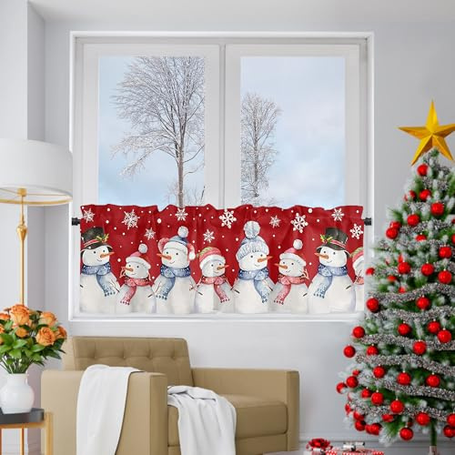Yujiao Mao Rideaux Brise-Bise - Rideau Noel, 1 Pièce HxL 45x145cm, Occultant, Rouge, idee Cadeau Femme, Petit Rideau pour Fenêtre Intérieur, Cuisine, Salon, Salle à Manger et Salle de Bain