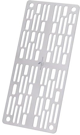 iBasingo Titanium Grill Plate Camping Backpacking Picnic Mini Size Grill Grid Barbecue Cooking Kit Charcoal BBQ Rack for Outdoor Kitchen (25cm x 11cm Ti2023C)
