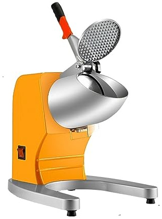 Broyeur à glace électrique double lame, 95 Kg/H, Machine granuler les cônes de neige avec plateau gratuit, for boissons glacées domicile, Smoothie commerciale Pour le bricolage(Oranje)