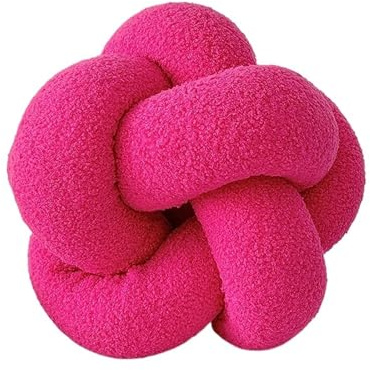 XIUsheUA Handvävd knuten kudde knuten bollkudde lamm sammet soffa vardagsrum enkelstanded åttkantig kuddsäng (rosa)