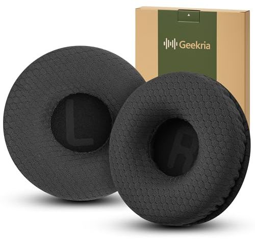 Geekria Comfort Mesh tyg ersättningsöronkuddar för JBL JR300, JR300BT, T450BT, T500BT, Tune 500, Tune 500BT, Tune 510BT, Tune 520BT hörlurar, öronkuddar (svart)
