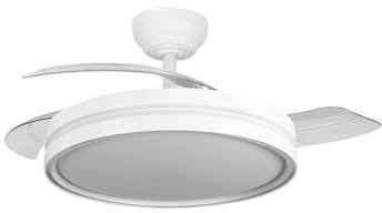 ABRILA - Ventilador DC Capitán 60W | 3 Aspas Desplegables | LED Integrado | Control Remoto | Regulable en Intensidad | Temporizador | 36x48/107 cm