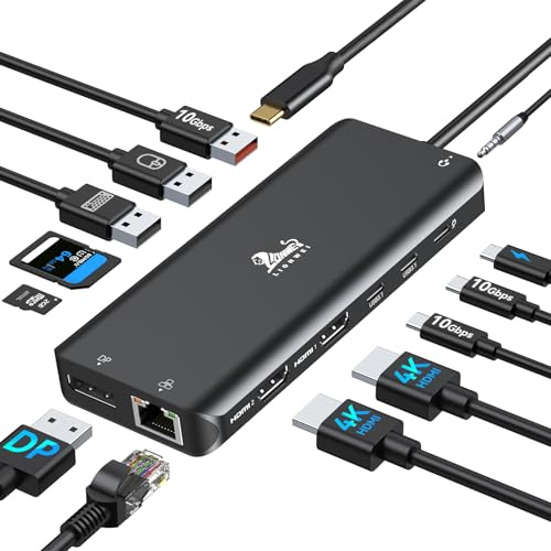 USB C Docking Station Dual Monitor 13 in 1 Dockingstation Laptop 2 Monitor