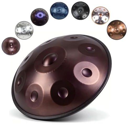Handpan Trommel aus Stahl D Moll Handpan Instrument 9 10 12 Töne 22 Zoll 432Hz 440Hz für Anfänger Erwachsene Yoga Meditation Klangheilung Entspannung Musikinstrument(Purple,440HZ/10 Note)