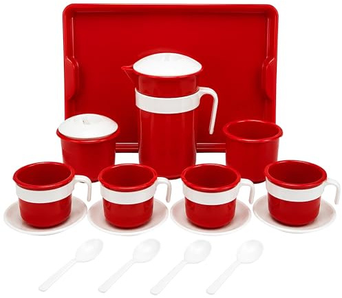 Set Caffettiera Giocattolo Moka Giocattolo Caffè con Tazzine Piattini Cucchiaini Vassoio Cucina Moka Gioco Moka Giocattolo per Bambini Set Gioco Caffettiera MADE IN ITALY