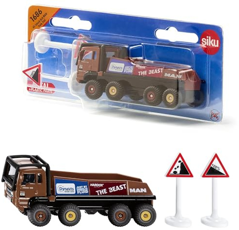 siku 1686, HS Schoch 8x8 MAN Truck-Trial, Metall/Kunststoff, 1:87, Braun, Inkl. 2 Warnschilder, Kombinierbar mit siku Modellen im gleichen Maßstab
