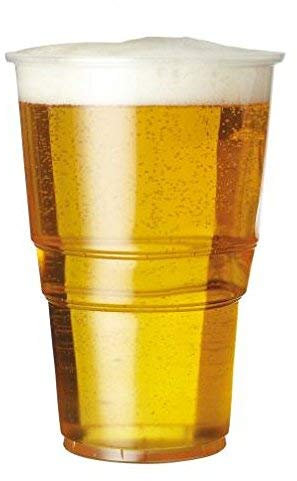 We Can Source It Ltd - Polypropylene Plastic Flexi Pint Clear Glasses, 20oz Catering Beer Glasses - Strong Disposable Beer Glasses Tumblers - Pack of 100 Clear Bar Tumblers