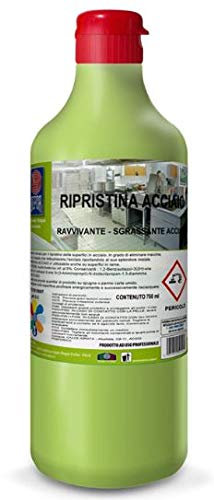 RIPRISTINA ACCIAIO - Rinnova acciaio inox detergente PROFESSIONALE per superfici in acciaio inox - FLACONE DA 750 ml