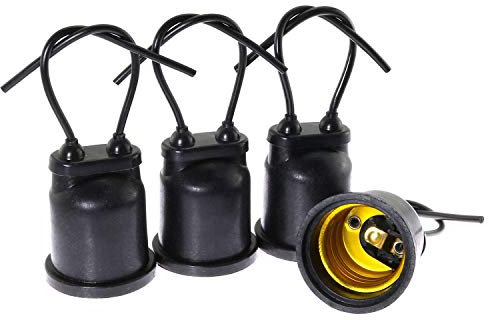 4er Pack E27 Fassung mit schwarzer Fassung zum Schrauben Wasserdicht 250V 16A mit Leitfaden