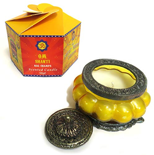 Scented Organic Candle in a vintage glass jar- Long burning soy wax form our Great Caravan Range - 100g - Fair trade product made in India (Nag Champa Scent)