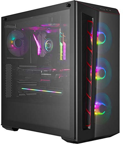 ZXCVBNAS Boîtier PC Gaming - USB3.0 Port - Verre Trempé Panneau latéral de Gestion des câbles - Tais Eau de Refroidissement Prêt - éclairage RGB intégré - Noir