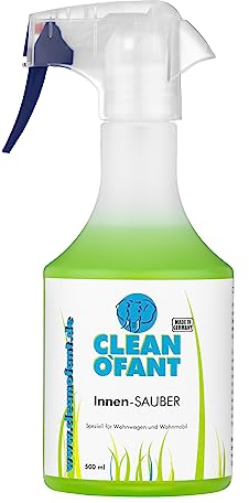 CLEANOFANT Innen-SAUBER Spray | 500 ml | Innen Reiniger für Wohnwagen, Wohnmobil, Caravan | Für Kunststoff, Gummi, Leder, Furnier, Aluminium, Lack, Folie