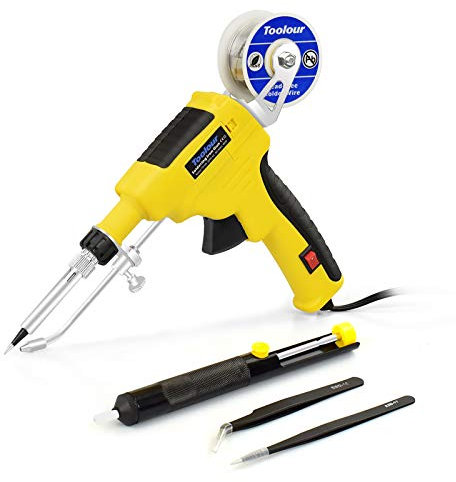 Toolour 60W Soldering Iron Gun with Auto Wire Feeder – One-Handed Fast Heating, Ergonomic Grip, Fast Work, 5-in-1 Kit for DIY & PCB Repair