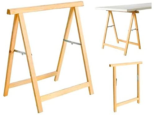 Tradineur - Caballete de madera plegable para carpintería, soporte montar tableros, mesa cortar madera, taller, bricolaje, 75 x 73,5 cm