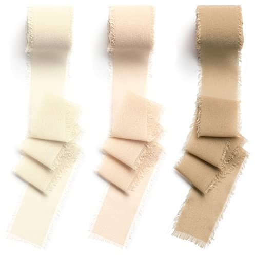 CHUQING Geschenkband,38 mm x 6 m,Chiffon,Schleifenband,Dekoband Bänder für Hochzeit Dekorationen, Geburtstag, Bastelarbeiten, Party Geschenkverpackung,3 Rollen