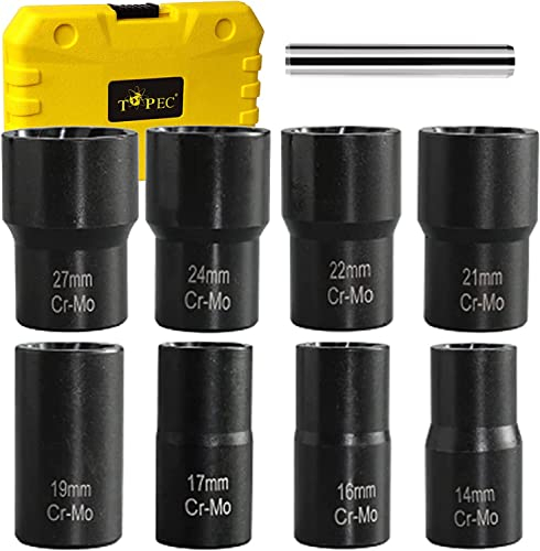 Lot de 9 extracteurs d'écrous de boulons, outil de retrait d'écrous de roue, outil de douille, impact de 1.27 cm, arrondis, écrous et vis