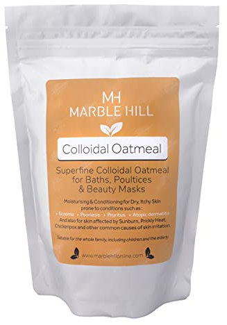 Marble Hill Colloidal Oats Bath soak 500g. Relief for Chicken Pox, Dry Itchy Skin, Eczema, Psoriasis, Sunburn Dermatitis. Soothing Moisturising. Natural Whole Oats for Maximum Skincare Benefits