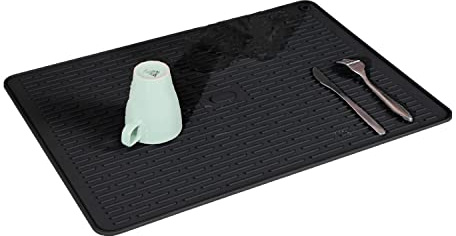 IYYI Große Silikonabtropfmatten, schnell trocknende Silikonabtropfmatte, rutschfeste Abtropfmatte, hitzebeständige Spülbeckenmatte für die Küchenarbeitsplatte (30 * 20cm schwarz)