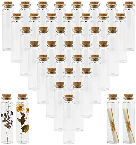 DOUSELLA 40 Stück 20ml Mini Glasflaschen kleine Gläser mit Korken transparente Kleine Wunschflaschen Reagenzglas mit Korken Mini Gläser zum befüllen Leere Gewürzgläser 20ml für Handwerk DIY Dekoration