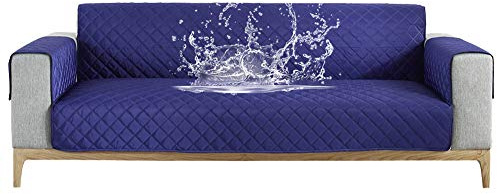 Carvapet Sofabezug wasserdichte Sofaüberwurf Antirutsch Wasserdichter Schutz Haustier Schonbezug Sofahusse Sofa Abdeckung Hussen überwurf für Sofa(Saphir,4 Sitzer)