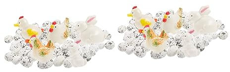 Garneck 2sätze Easter Miniature Mit Hase Küken Und Deko Für Ostern Kranz Teilig Aus Hochwertigem Plastik Für Fenster Garten Und Türdekoration