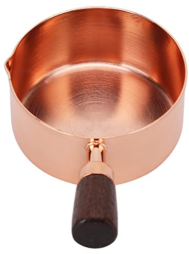 Mini Stielkasserolle, Roségold Saucenpfännchen Edelstahl Butterwärmer Pfanne Antihaft Schokolade Schmelztopf mit Ausgießer und Holzgriff für Heimküche Kochutensilien(1/2 Tasse)